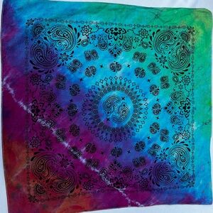 Colorful Tie-Dye Bandana with Paisley Print